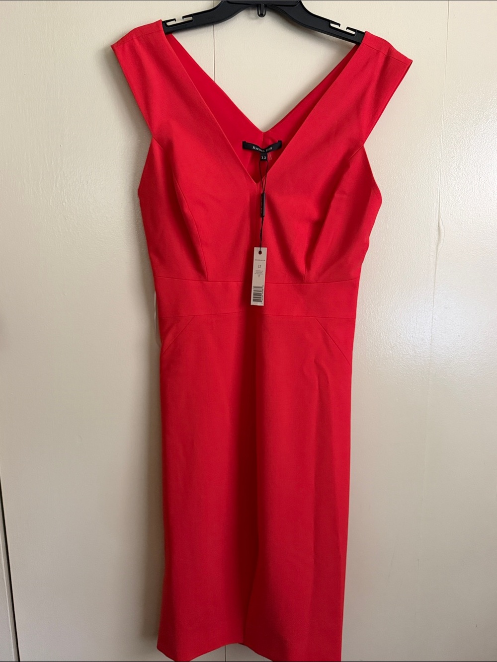Red V-Neck Sheath Dress - Elegant Women's Dress NWT - size 12